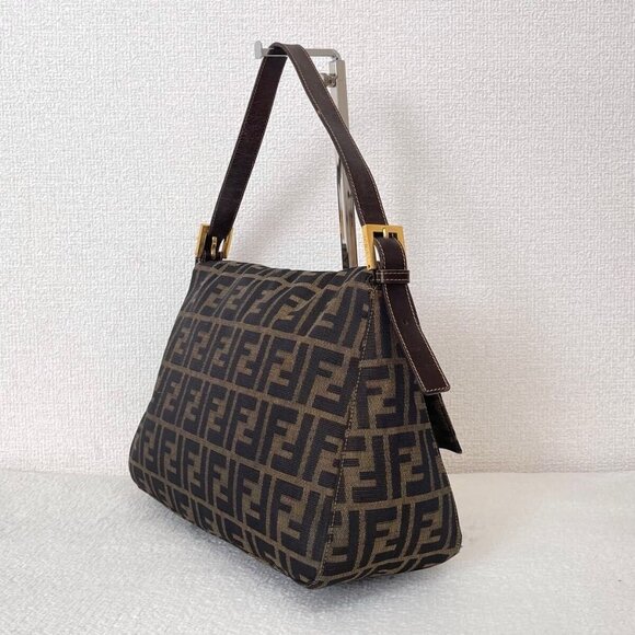 FENDI Mamma Zucca Bucket Baguette Tan Tobacco Flap Bag Purse Shoulder - Picture 13 of 14